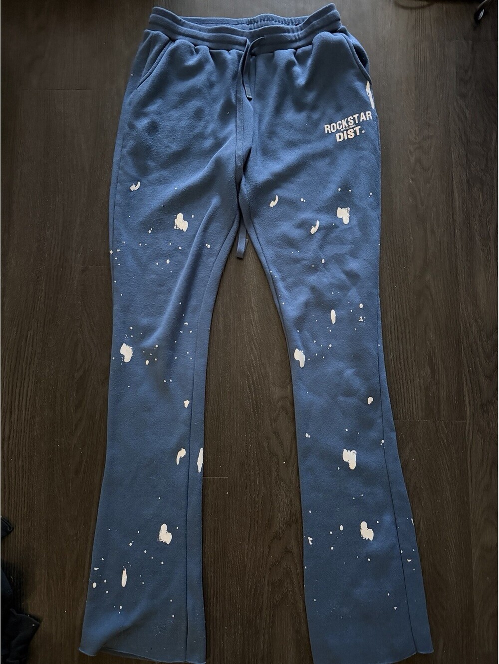 Rockstar Original Hadley Stacked Flare Sweatpants Navy Paint Splatter XXL